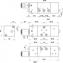 Oscilator 5/2, filet G1/8, cu 2 valve logice "NU", cu actionare electrica