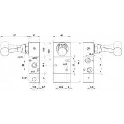 Ventil 3/2,levier 90 °,filet G1/4, revenire pneumatica