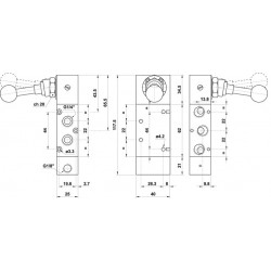 Ventil 5/2, levier 90°,filet G1/4, revenire pneumatica