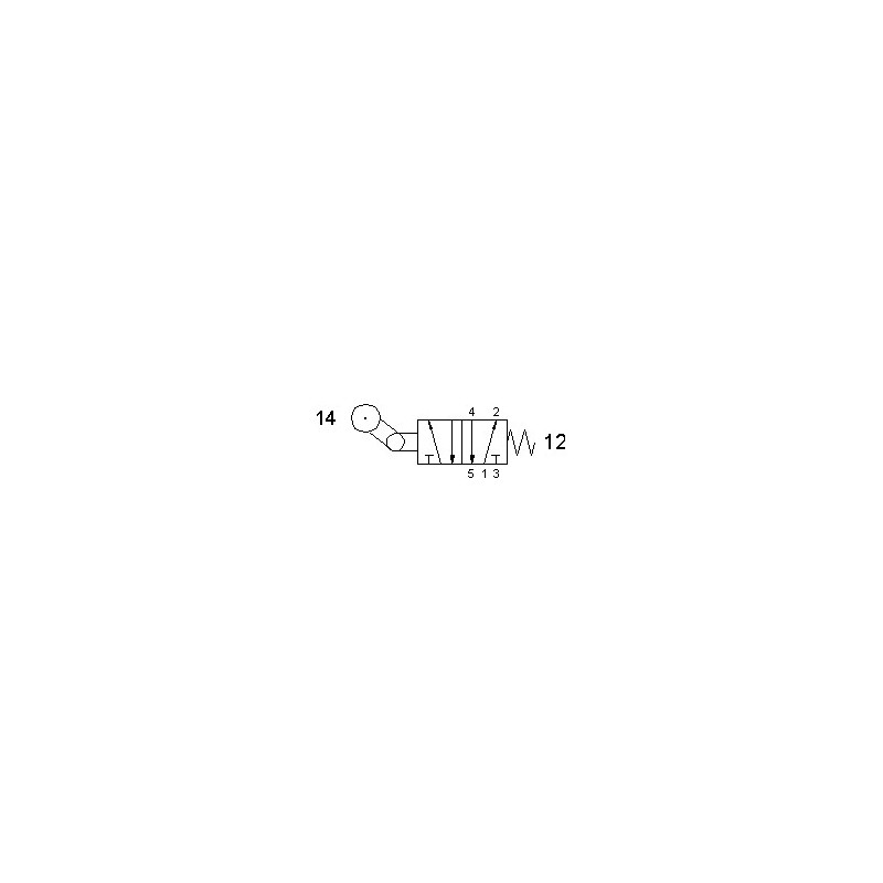 Ventil 5/2 levier rola,16 mm, filet G1/8,revenire arc