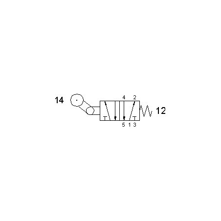 Ventil 5/2 levier rola,16 mm, filet G1/8,revenire arc
