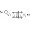 Ventil 5/2 levier rola,16 mm, filet G1/8,revenire arc