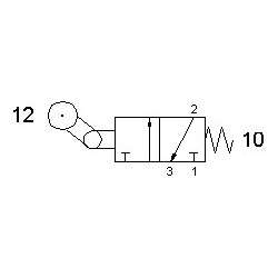 Ventil rola unidirectional 3/2, filet G1/8, revenire arc