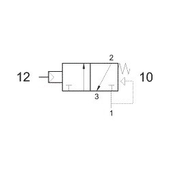 Ventil mecanic 3/2 ,servopilotat antena, filet G1/8, revenire arc
