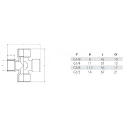 Racord cruce filet interior