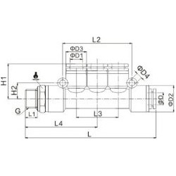 Cuple rapide push-in polimer multi-T filet exterior