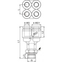 Cuple rapide push-in polimer multi Y cu filet exterior