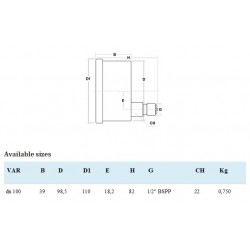 Manometru posterior D100 filet G1/2 carcasa Inox-Glicerina
