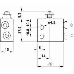 Microventil 3/2 NC - 304 MA UL  push-in tub  Ø4 cu tija