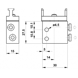 Microventil 3/2 NC - 304 MB UL push-in tub  Ø4