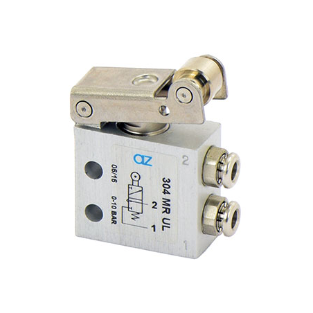 Microventil 3/2 NC - 304 MR UL  levier rola , push-in tub  Ø4