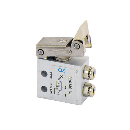 Microventil 3/2 NC - 304 MS UL  cu levier unidirectional , push-in tub  Ø4