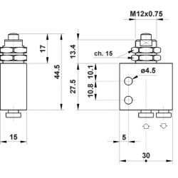 Microventil 3/2 NC - 304 MV prindere panou , push-in tub  Ø4 , cu tija