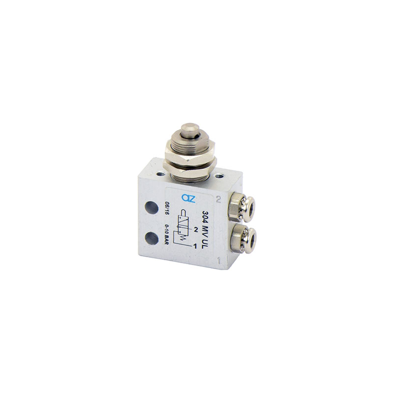 Microventil 3/2 NC - 304 MV UL prindere panou , push-in tub Ø4 , cu tija