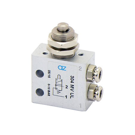 Microventil 3/2 NC - 304 MV UL prindere panou , push-in tub Ø4 , cu tija