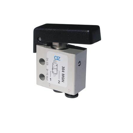 Microventil 3/2 NC - 304 MGN push-in tub Ø4 cu parghie neagra