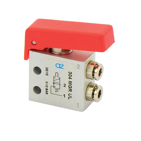 Microventil 3/2 NC - 304 MGR UL push-in tub Ø4 cu parghie rosie