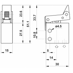 Microventil 3/2 NC - 305 MS cu levier unidirectional , filet M5