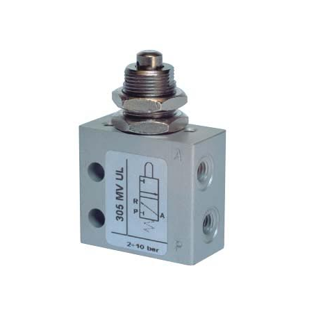 Microventil 3/2 NC - 305 MV UL cu prindere panou , filet M5 , cu tija