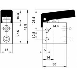 Microventil 3/2 NC - 305 MGN UL filet M5 cu parghie neagra