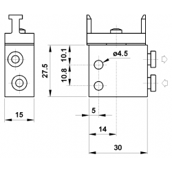 Microventil 3/2 NO - 314 MB UL push-in tub Ø4