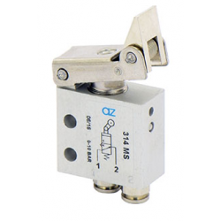 Microventil 3/2 NO - 314 MS cu levier unidirectional , push-in tub Ø4