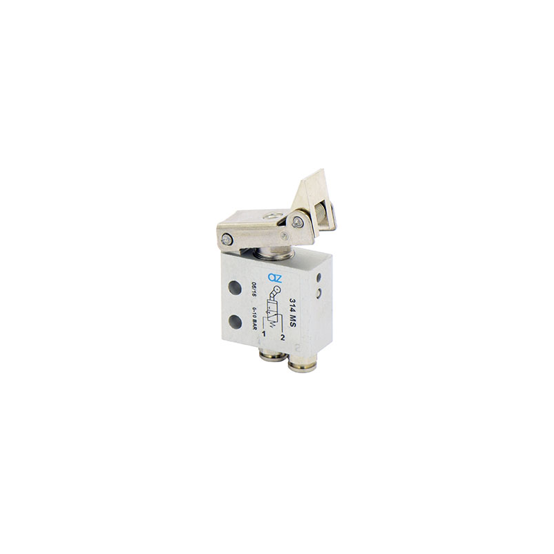 Microventil 3/2 NO - 314 MS cu levier unidirectional , push-in tub Ø4