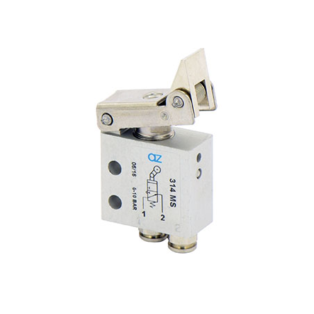 Microventil 3/2 NO - 314 MS cu levier unidirectional , push-in tub Ø4