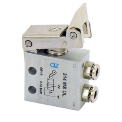 Microventil 3/2 NO - 314 MS UL cu levier unidirectional , push-in tub Ø4
