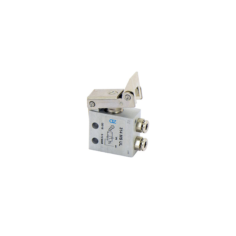 Microventil 3/2 NO - 314 MS UL cu levier unidirectional , push-in tub Ø4
