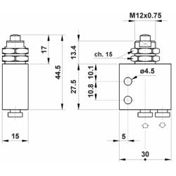Microventil 3/2 NO - 314 MV cu prindere panou push-in tub Ø4 , cu tija