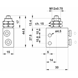 Microventil 3/2 NO - 314 MV UL cu prindere panou push-in tub Ø4 , cu tija