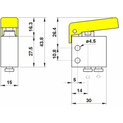 Microventil 3/2 NO - 314 MGG push-in tub Ø4 cu parghie galbena