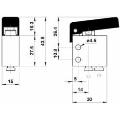Microventil 3/2 NO - 314 MGN push-in tub Ø4  cu parghie neagra