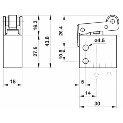 Microventil 3/2 NO - 315 MR cu levier rola , filet M5