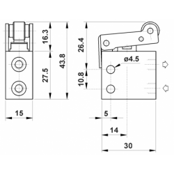 Microventil 3/2 NO - 315 MR UL cu levier rola , filet M5