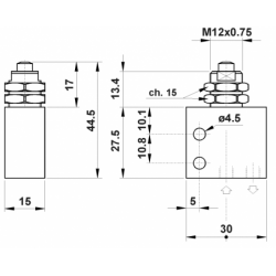 Microventil 3/2 NO - 315 MV cu prindere panou filet M5 , cu tija