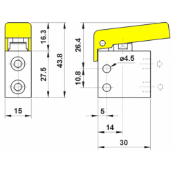 Microventil 3/2 NA - 315 MGG UL filet M5  cu parghie galbena