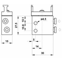 Microventil 2/2 NC - 204 MB UL push-in tub Ø4