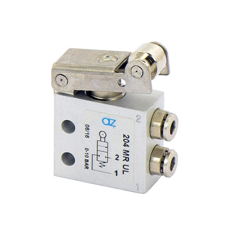Microventil 2/2 NC - 204 MR UL cu levier rola , push-in tub Ø4