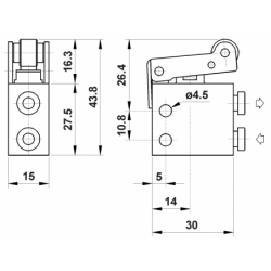 Microventil 2/2 NC - 204 MR UL cu levier rola , push-in tub Ø4