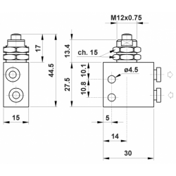 Microventil 2/2 NC - 204 MV UL cu tija si prindere panou , push-in tub Ø4