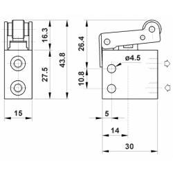 Microventil 2/2 NC - 205 MR UL cu levier si rola , filet M5
