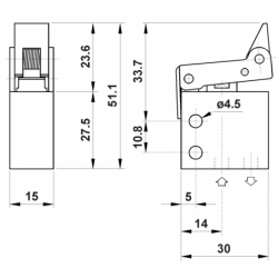 Microventil 2/2 NC - 205 MS cu levier unidirectional , filet M5
