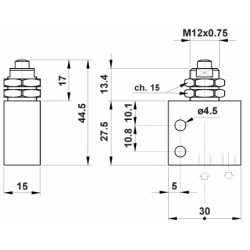 Microventil 2/2 NC - 205 MV cu tija , prindere panou filet M5