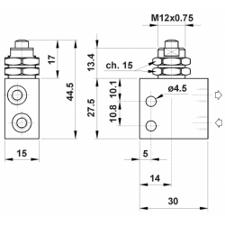 Microventil 2/2 NC - 205 MV UL cu tija , prindere panou filet M5