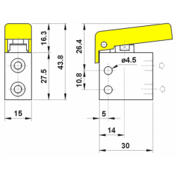 Microventil 2/2 NC - 205 MGG UL filet M5 cu parghie galbena