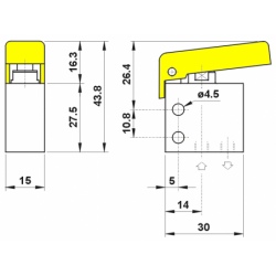 Microventil 2/2 NC - 205 MGG filet M5 cu parghie galbena