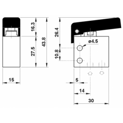 Microventil 2/2 NC -205 MGN filet M5 cu parghie neagra