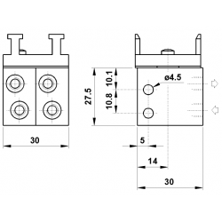 Microventil 5/3 centru deschis - 2.305 MB UL filet M5